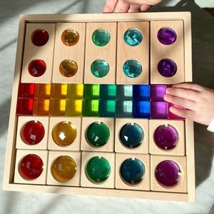 Montessori Wood Gem & Acrylic Blocks Combo Set Toy